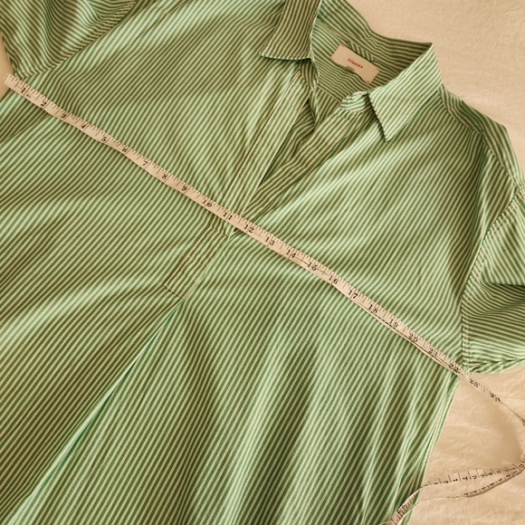 Xirena Marlowe Green White Clover Collared Stripe Shirt Dress Maxi Long M Cotton - Picture 8 of 13